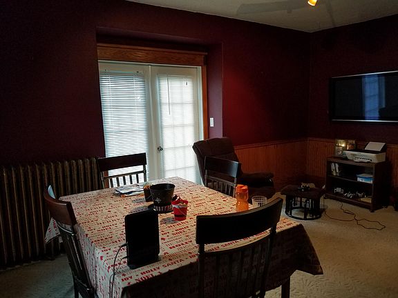 Dining room with door to back deck