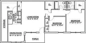 Floor plan Princeton Arms North- 2 Bed 1.5 Bath