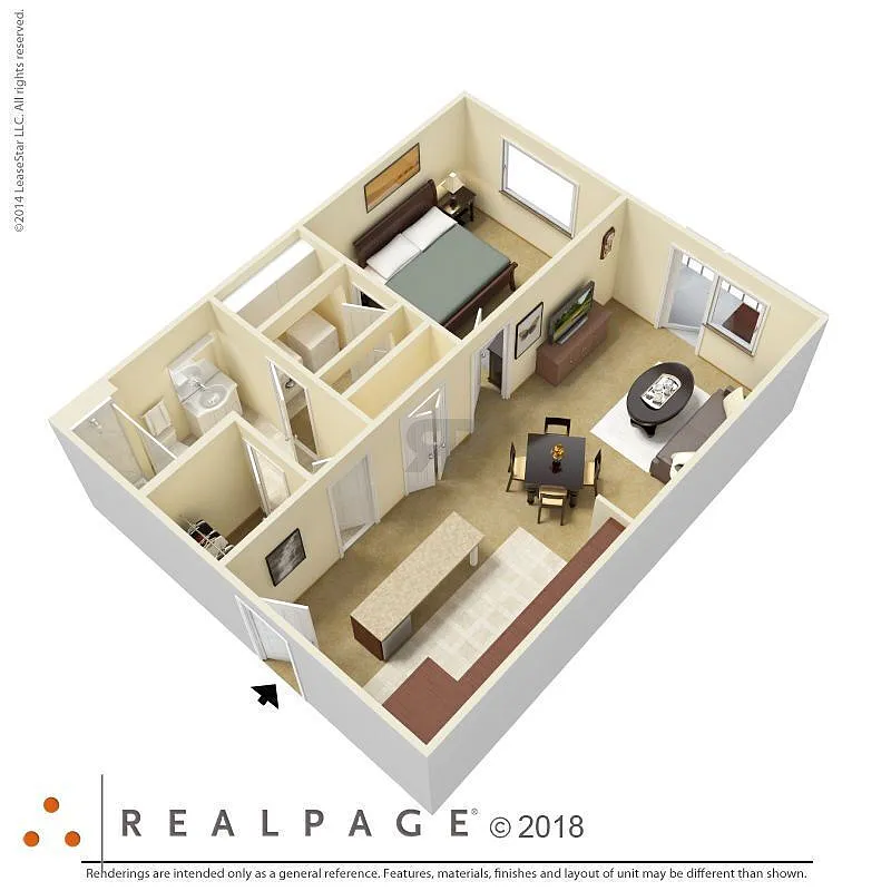 Floor plan 1 Bedroom Accessible - A1H