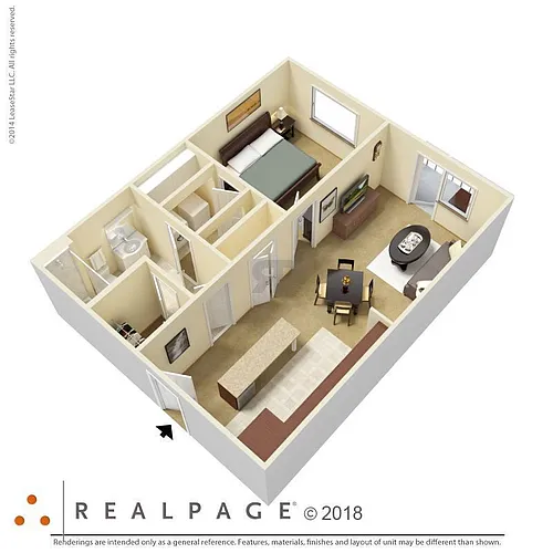 Floor plan 1 Bedroom Accessible - A1H