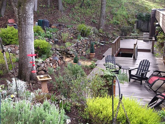 Backyard deck and garden 