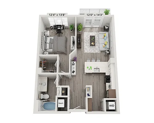 Floor plan One Bedroom A1K