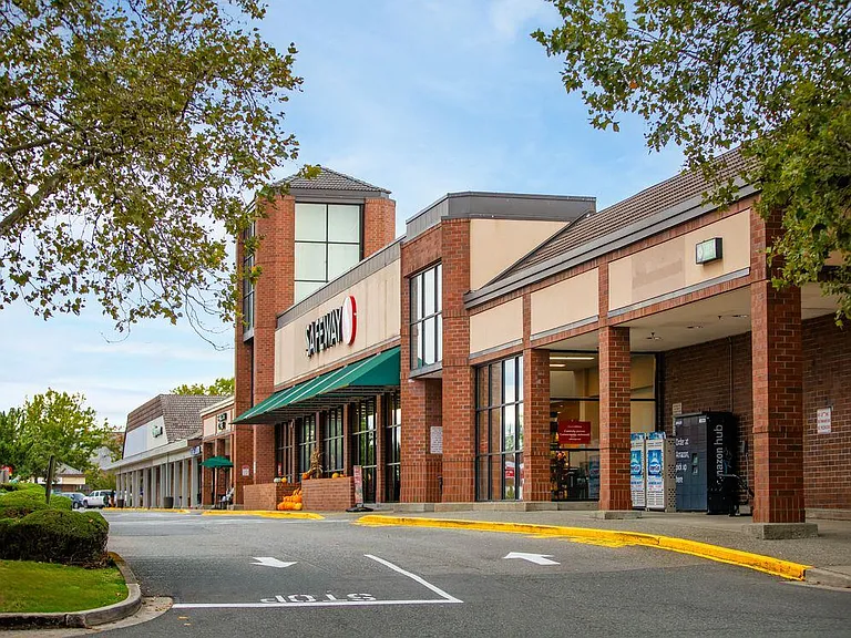 Located near the grocery store