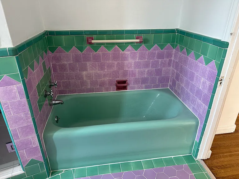 Bathroom #1 with tub & separate shower, vintage tile