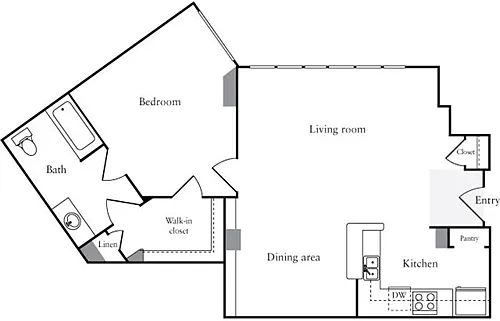 Floor plan 1 Bedroom J
