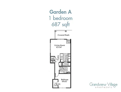 Floor plan 1 Bed Garden - A