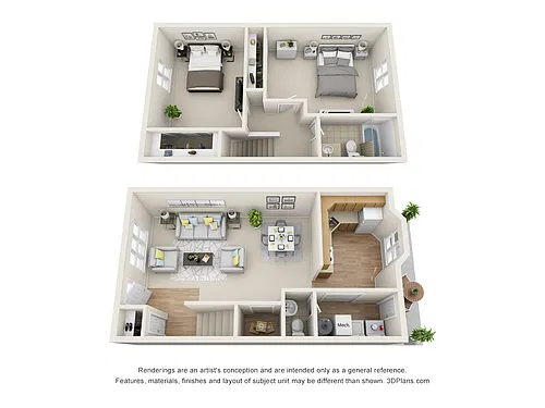 Floor plan 2 Bedroom Townhome