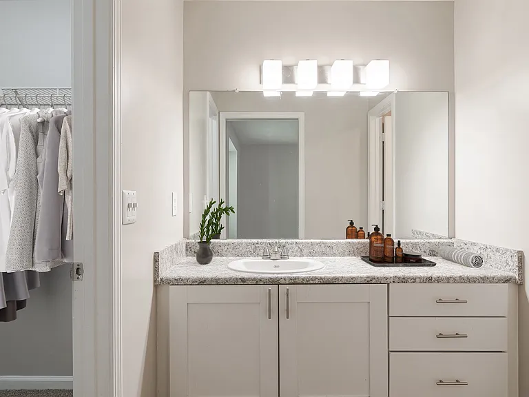 Bathroom with Large Vanity and Tub