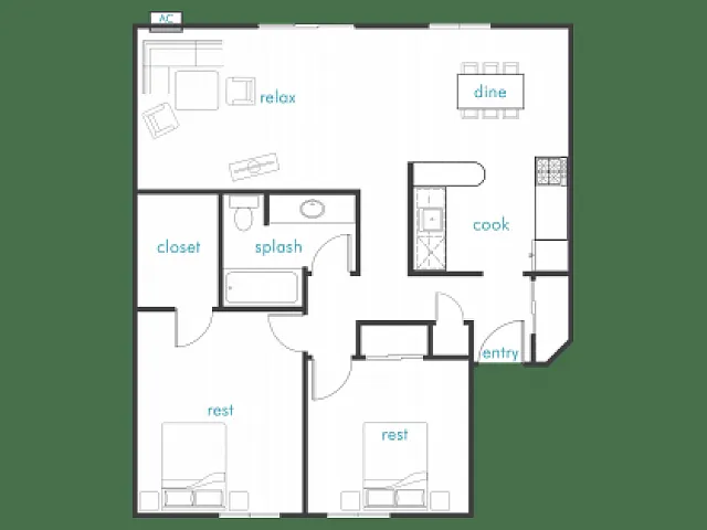 Habanero 2 Bedroom 1 Bath Habanero 2 Bedroom 1 Bath