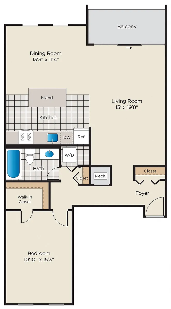 Floor plan 1 Bedroom - Premium