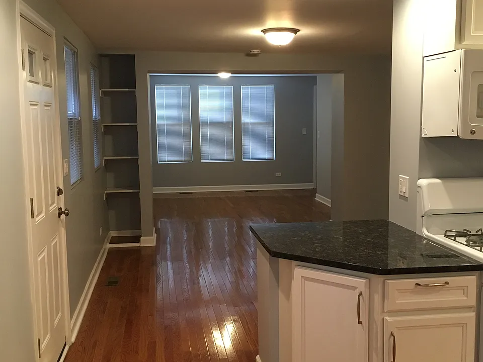 View from kitchen to dining & living room