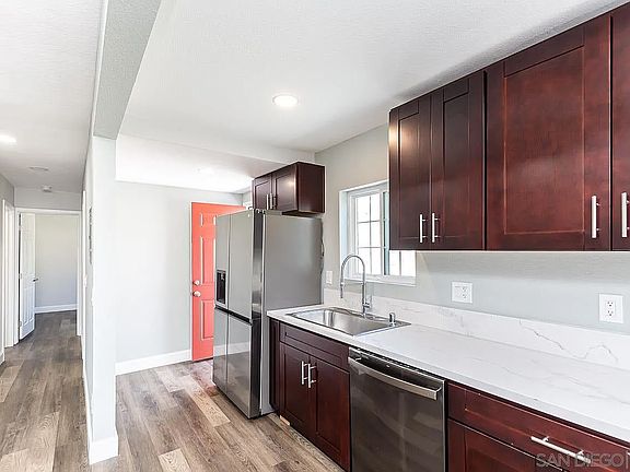 Kitchen toward private patio door