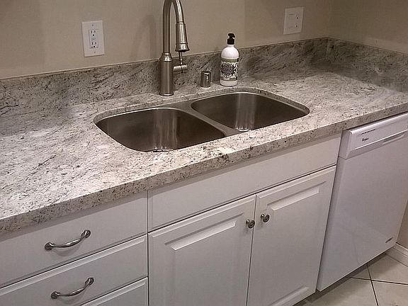 Granite in kitchen with easy clean under-mount sink