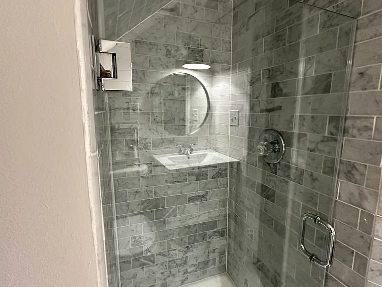 Second view upstairs bathroom (shower/no tub)