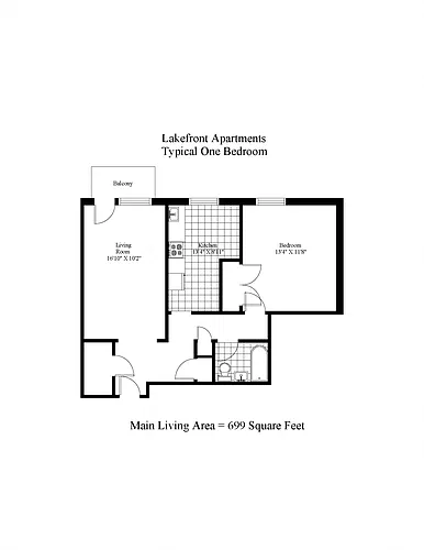 Floor plan One Bedroom + Balcony
