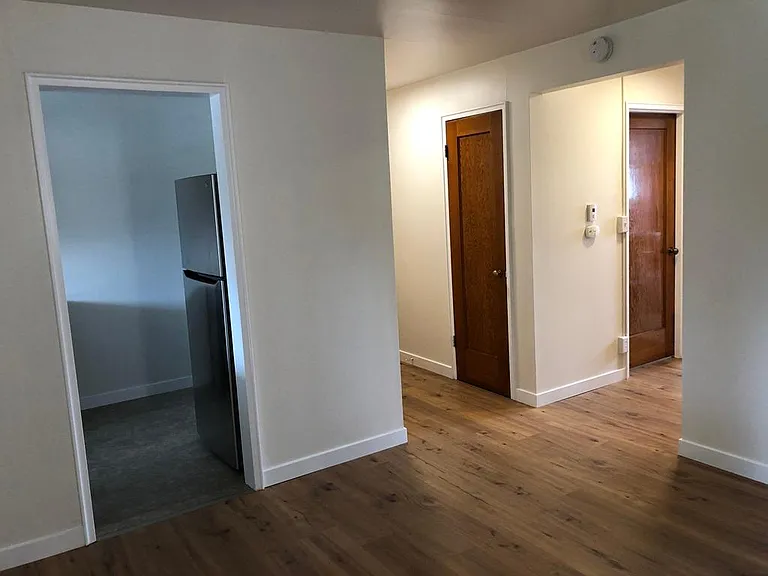 Entry, hall, kitchen off living room