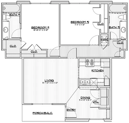 Floor plan 2 Bed 2 Bath