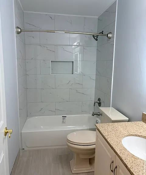 Renovated hallway bath