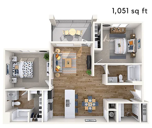 Floor plan Large Two Bedroom, Two Bathroom Premier