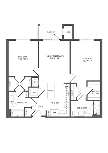 Floor plan 2 Bed/2 Bath-B3