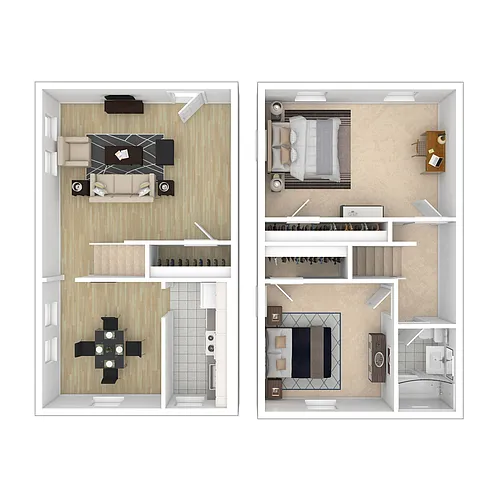 Floor plan 2 Bed Townhome