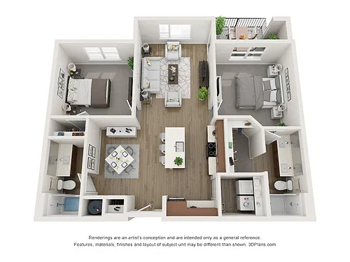 Floor plan Two-Bedroom Apartment (C1)