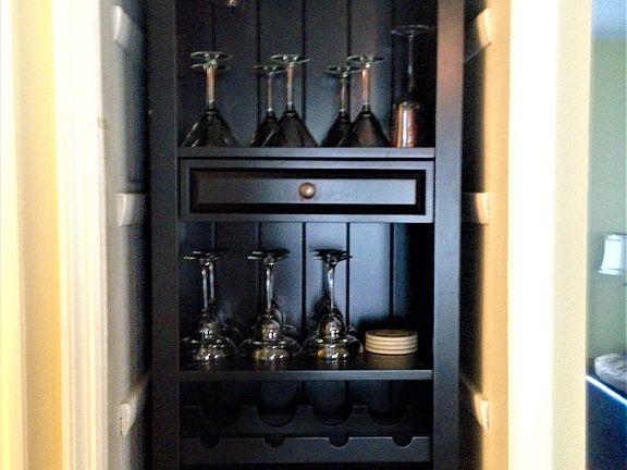 Fully equipped bar in dining room.