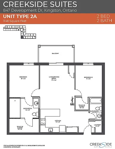 Floor plan 2 Bedroom 2 Bed 2 Bath 3