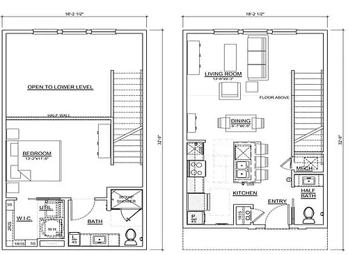 Floor plan Loft One bedroom/One and a Half Bath