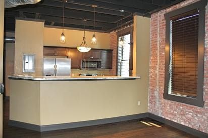 Kitchen/Living area with bar-height counter