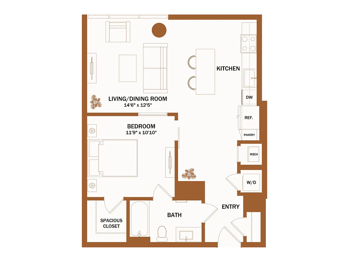 Floor plan A8 - Jr 1 Bed | 1 Bath