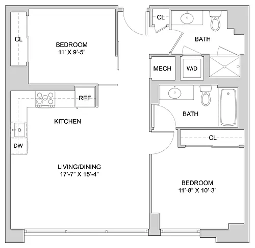 Floor plan 2 Bed_2 Bath-A3_2BR_SA