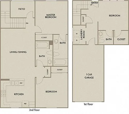 Floor plan Waterfront Three Bedroom and 2 or 2.5 Baths