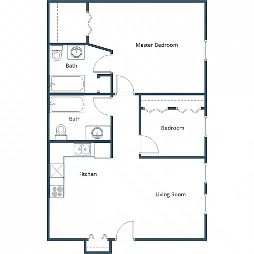 Floor plan Two Bedroom 22A