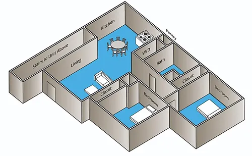 Floor plan 2 BED 1 BATH
