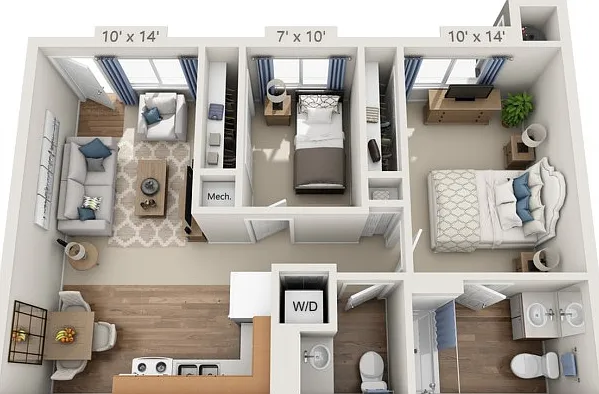 Floor plans are artist's rendering. All dimensions are approximate. Actual product and specifications may vary in dimension or detail. Not all features are available in every apartment. Prices and availability are subject to change. Floor plans are artist