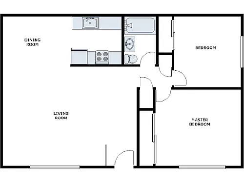 Floor plan 2 Bed / 1 Bath: Type C