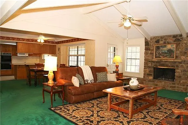 kitchen, dining room, living room