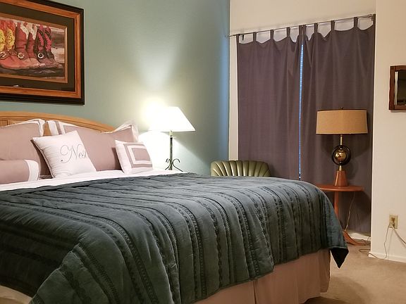 King bed with new linens