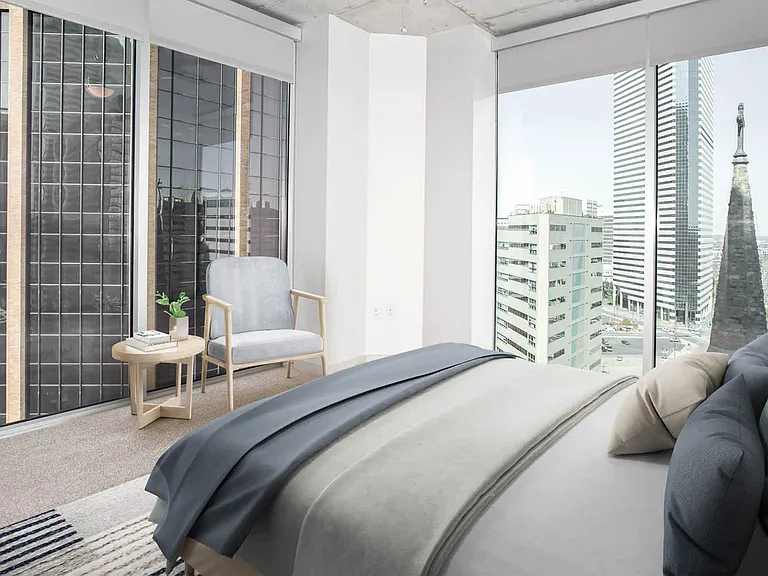 Carpeted Bedroom with Floor-to-Ceiling Windows