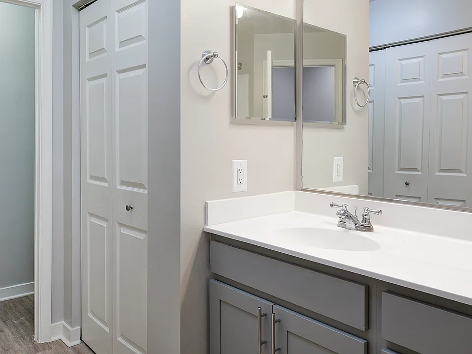 Your bathroom has a large vanity and great lighting to get ready in the morning