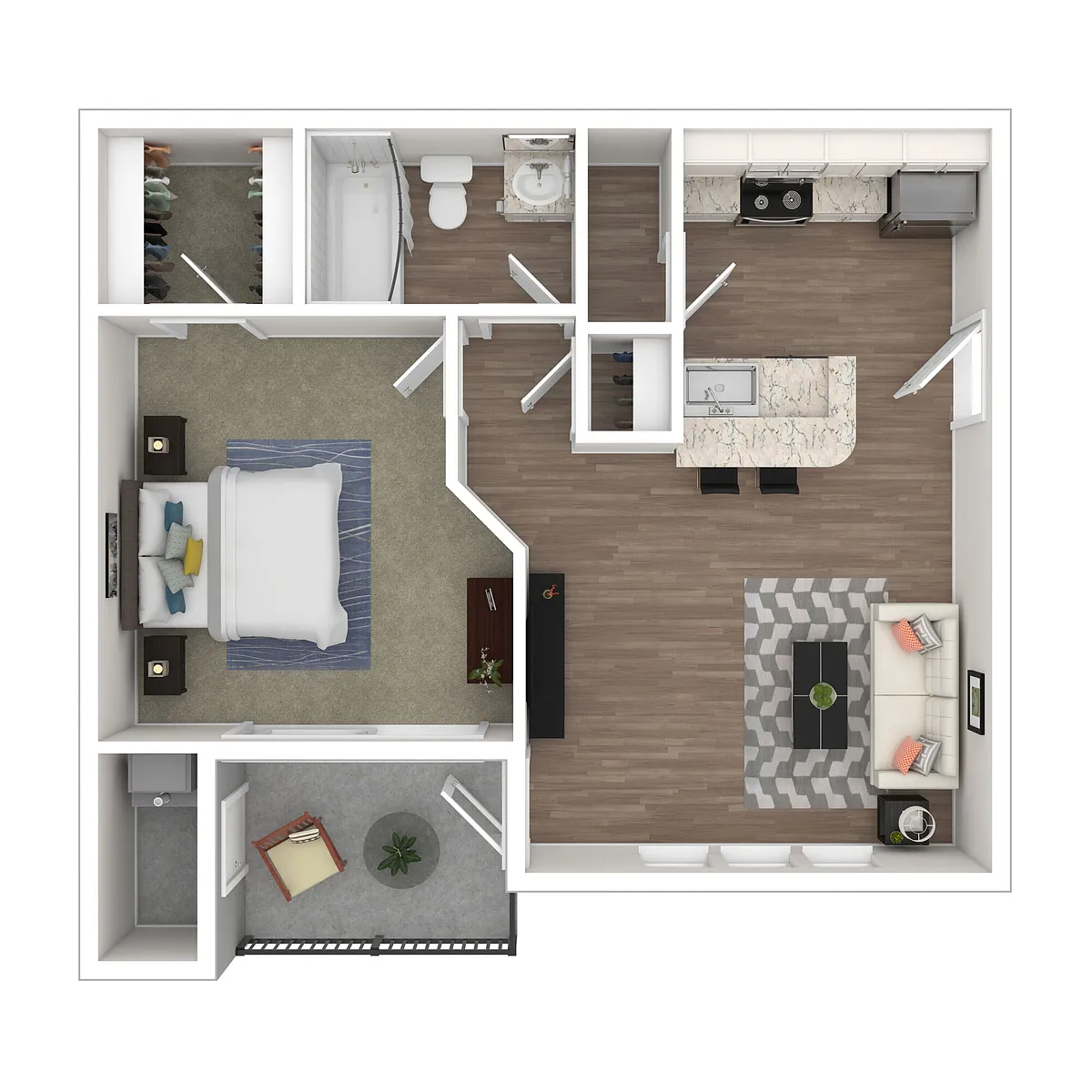 Floor plan Ash - 1x1 Upgrade