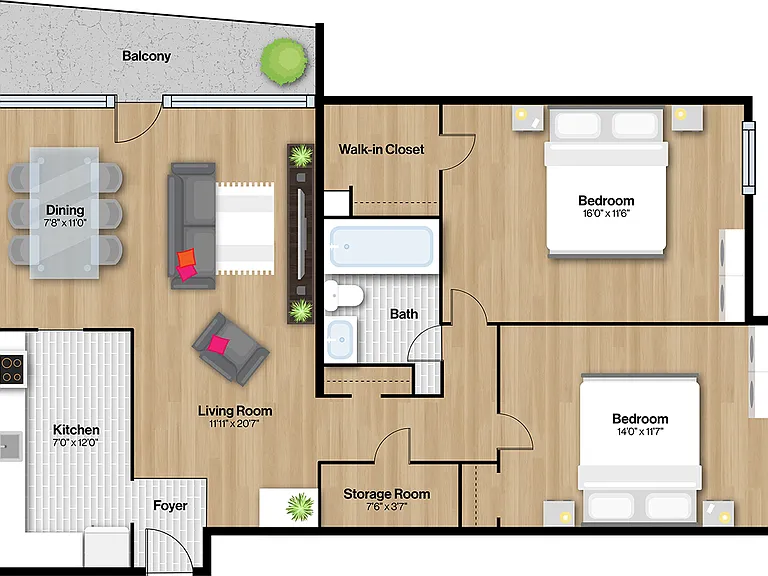 987sqft / 60sqft Balcony