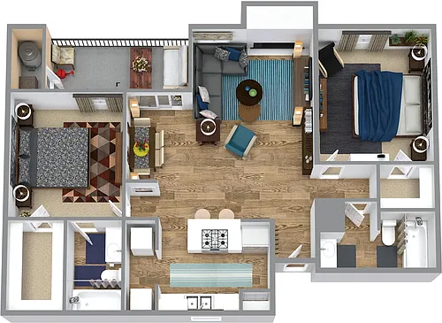 Floor plan Two Bed Two Bath