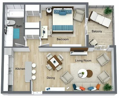Floor plan 1 Bedroom, 1 Bathroom Renovated