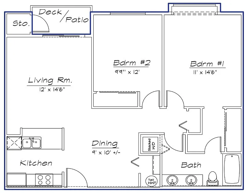 Floor plan 2 Bedroom 1 Bath