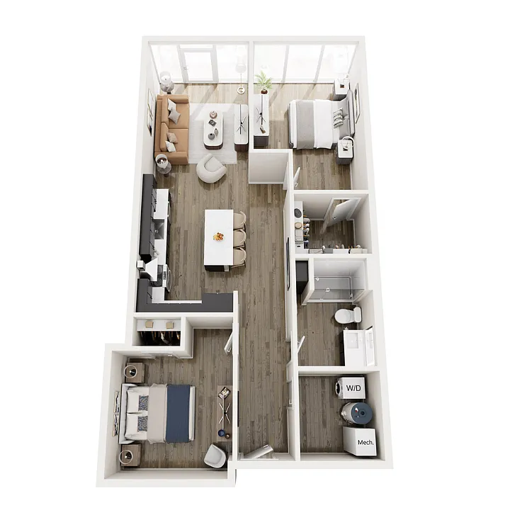 Floor plan 2 bedroom 1 bathroom