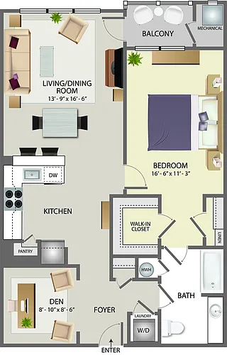 Floor plan 1-Den-B