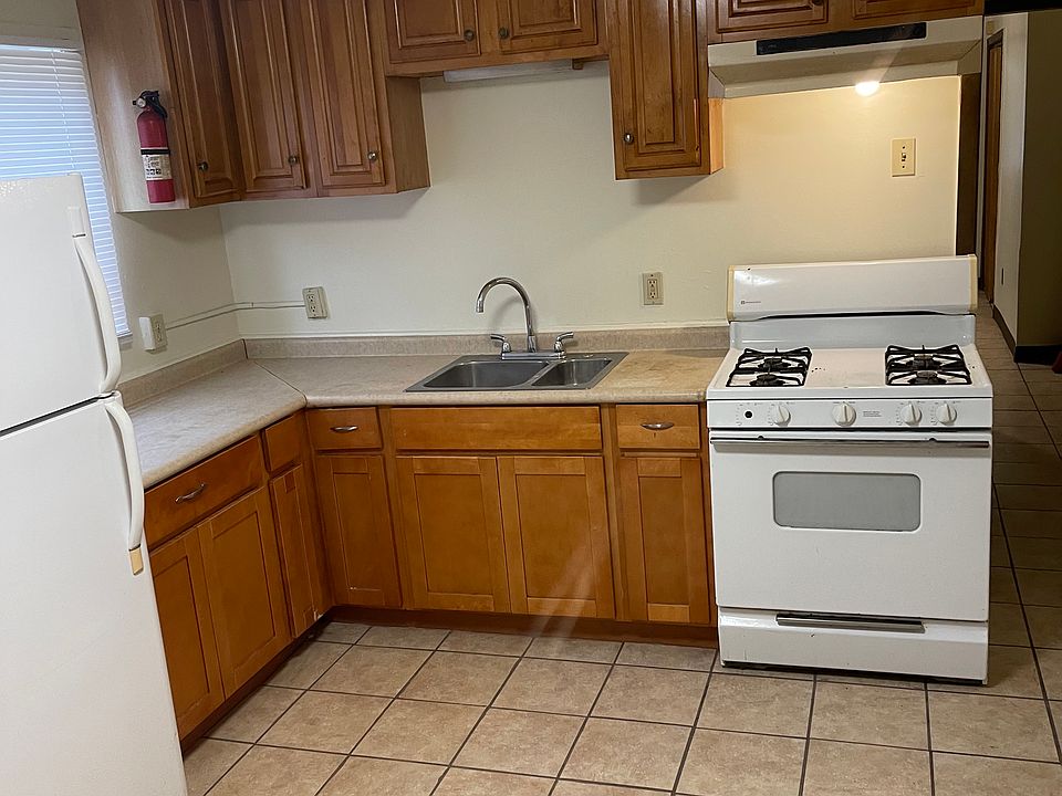 Kitchen Area, complete with gas stove, sink, and refrigerator.