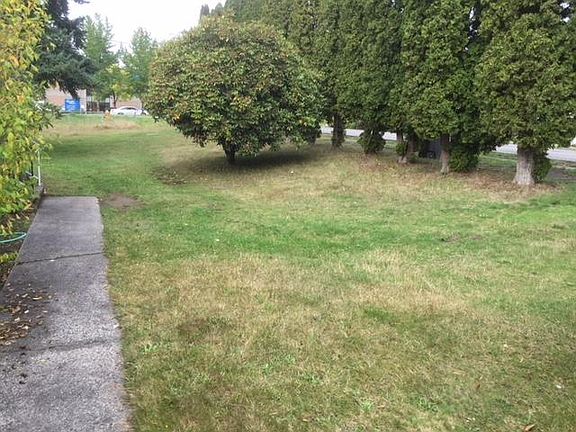 Front of building green space.